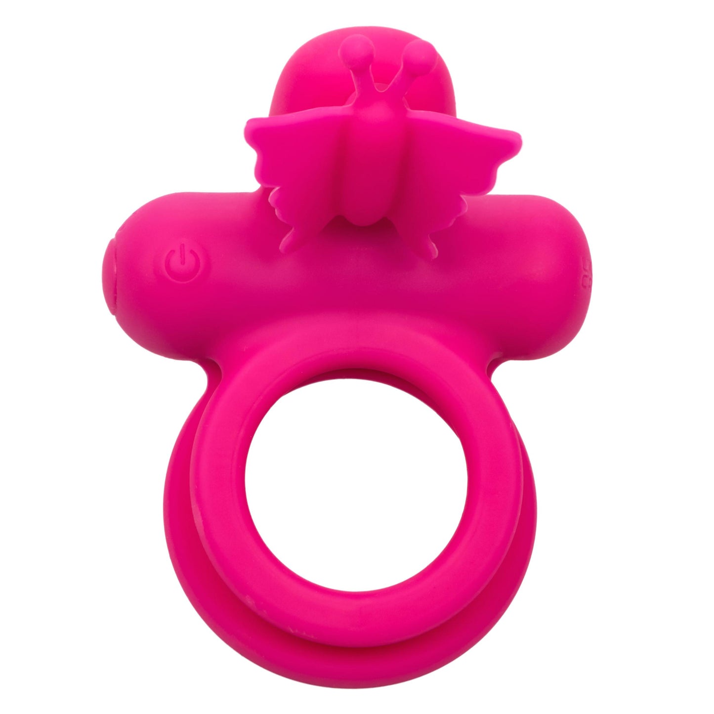 Silicone Rechargeable Dual Butterfly Ring - Pink