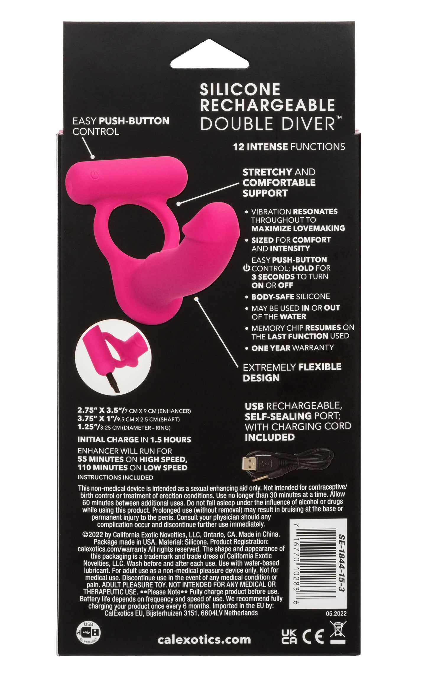 Silicone Rechargeable Double Diver - Pink