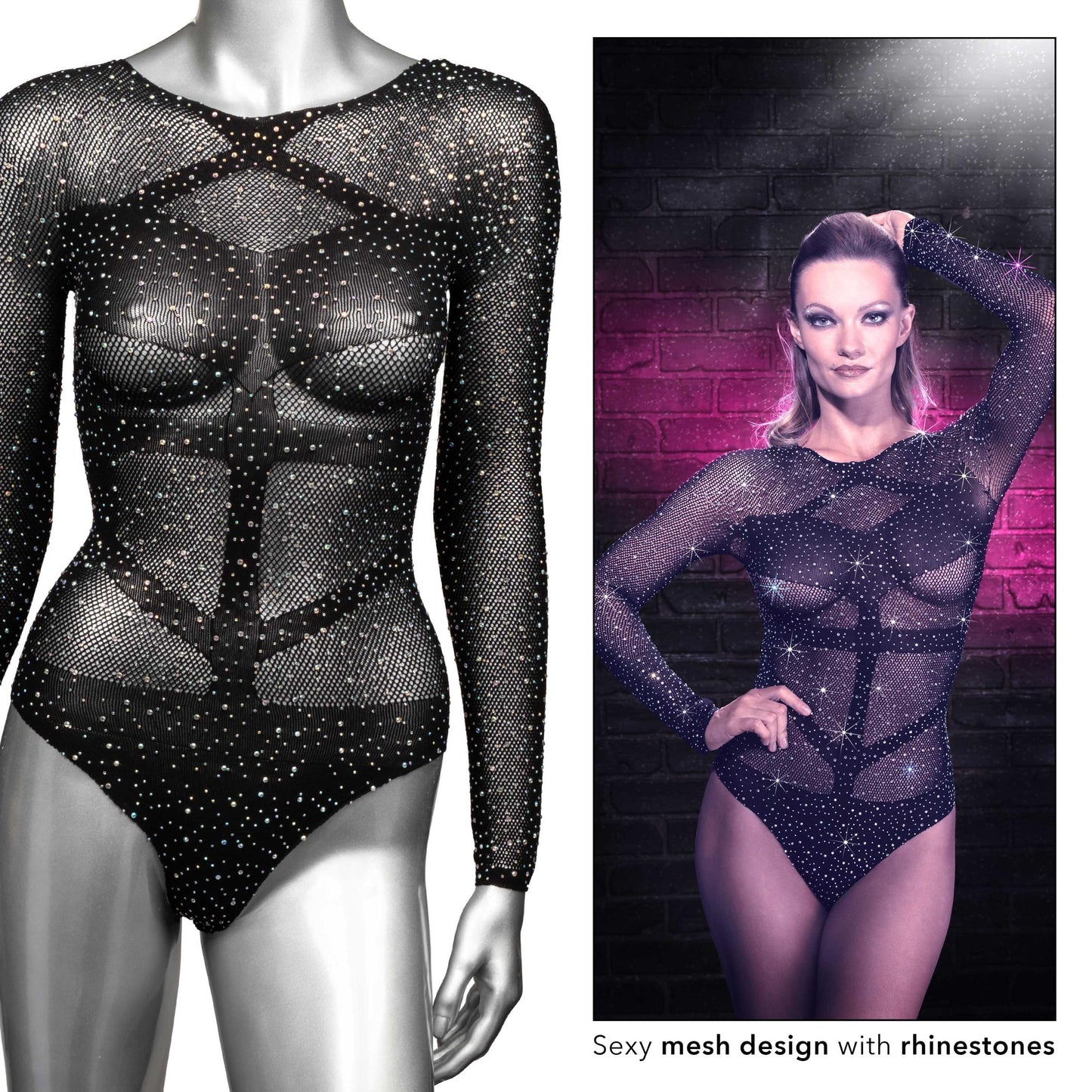 Radiance Long Sleeve Body Suit - One Size - Black