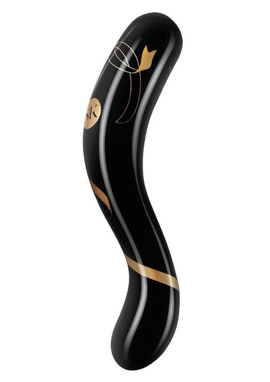 Secret Kisses - 7 Inch Handblown Double Ended Dildo - Black