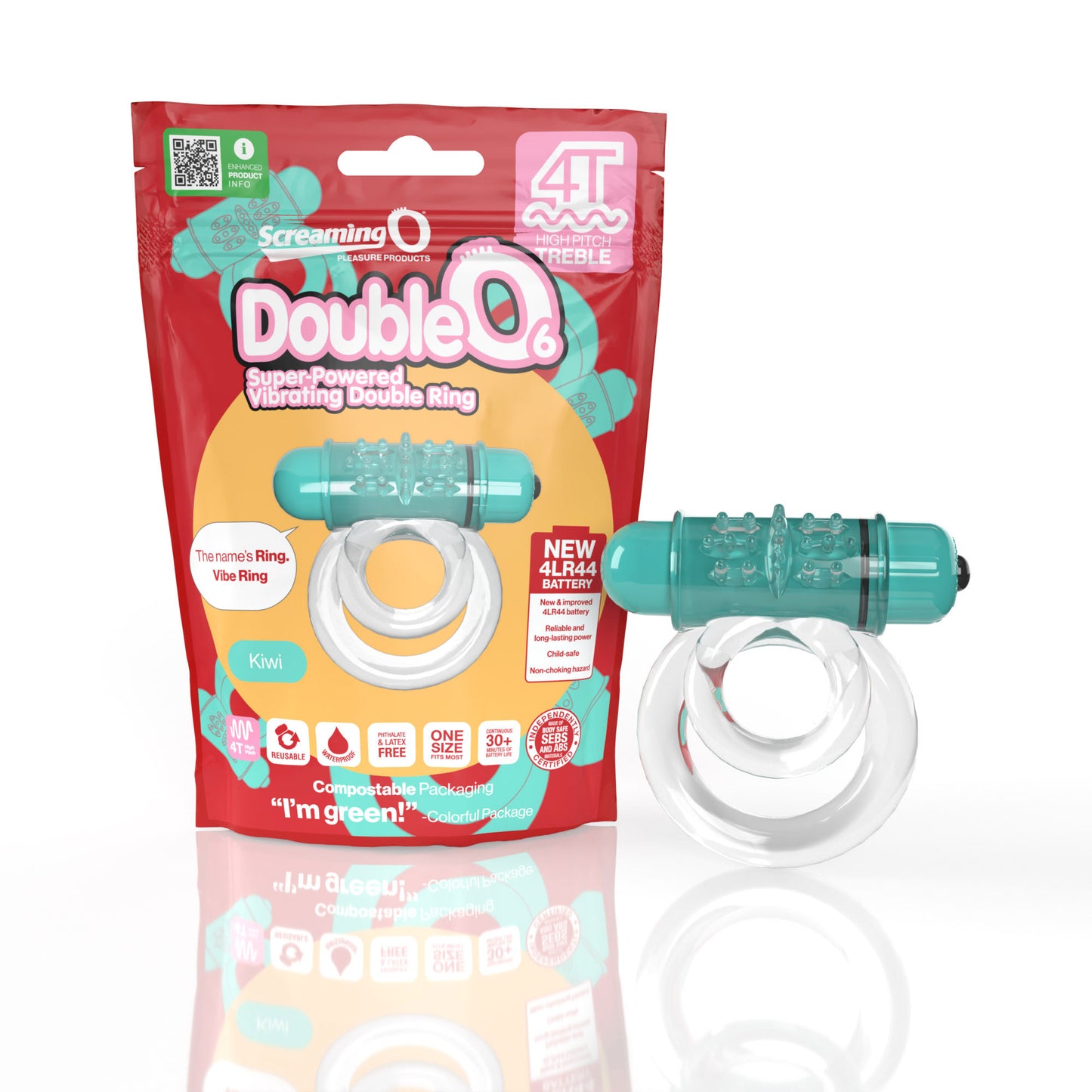 Screaming O 4t - Double O 6 Super Powered Vibrating Double Ring - Kiwi