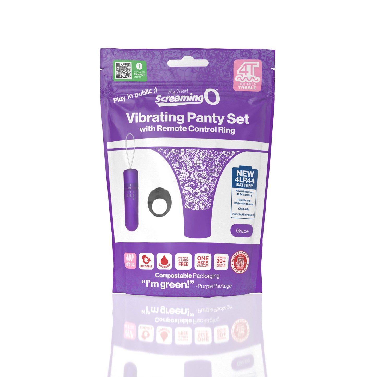 Screaming O 4t - Vibrating Panty Set With Remote Control Ring - Grape