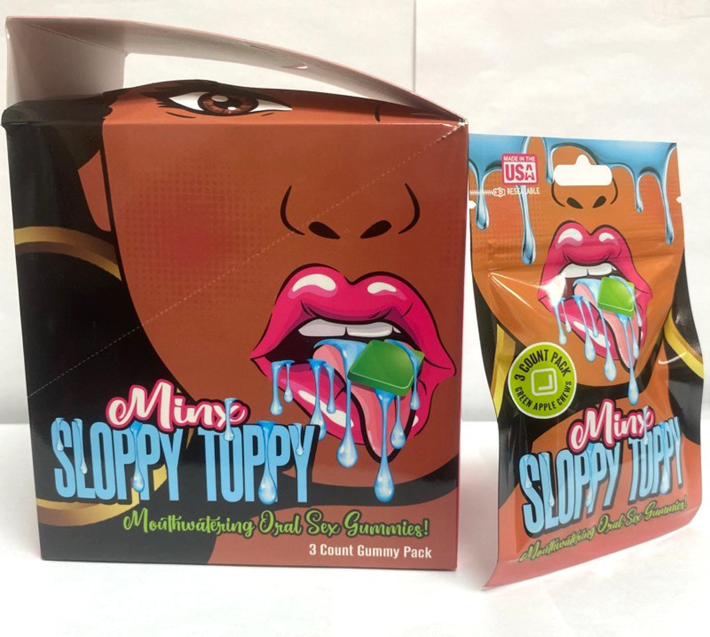 Minx Sloppy Toppy Oral Sex Gummies - 20 Ct Display - Green Apple