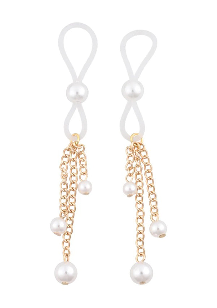 Pearl Nipple Ties - Gold/white