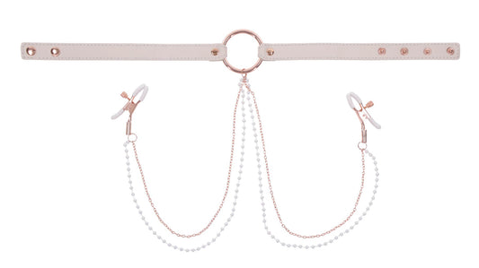 Peaches ‘N Creame Collar With Nipple Clamps - Pink