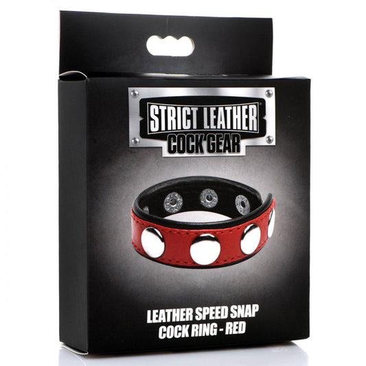 Cock Gear Leather Speed Snap Cock Ring - Red