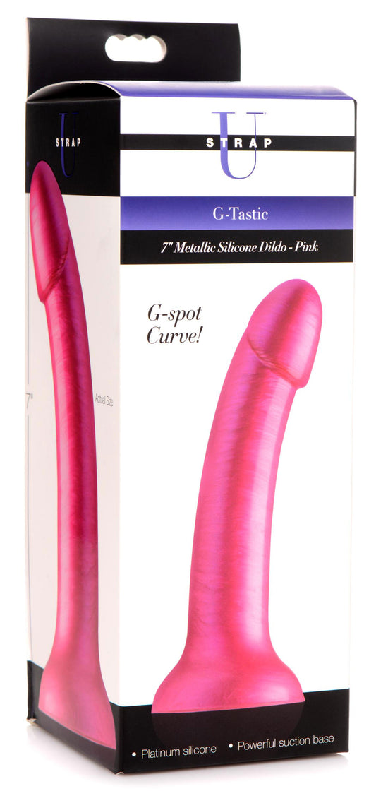 G-Tastic 7 Inch Metallic Silicone Dildo - Pink