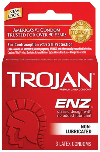 Trojan Enz Non-Lubricated Condoms - 3 Pack