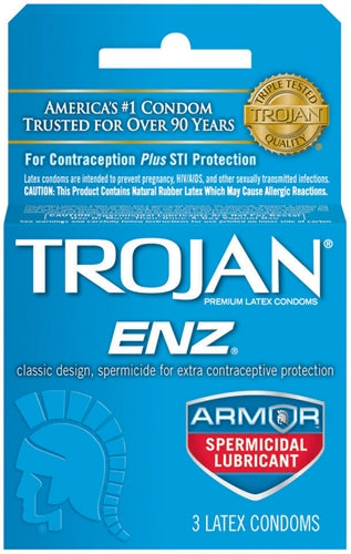 Trojan Enz Armor Spermicidal Lubricated Condoms - 3 Pack