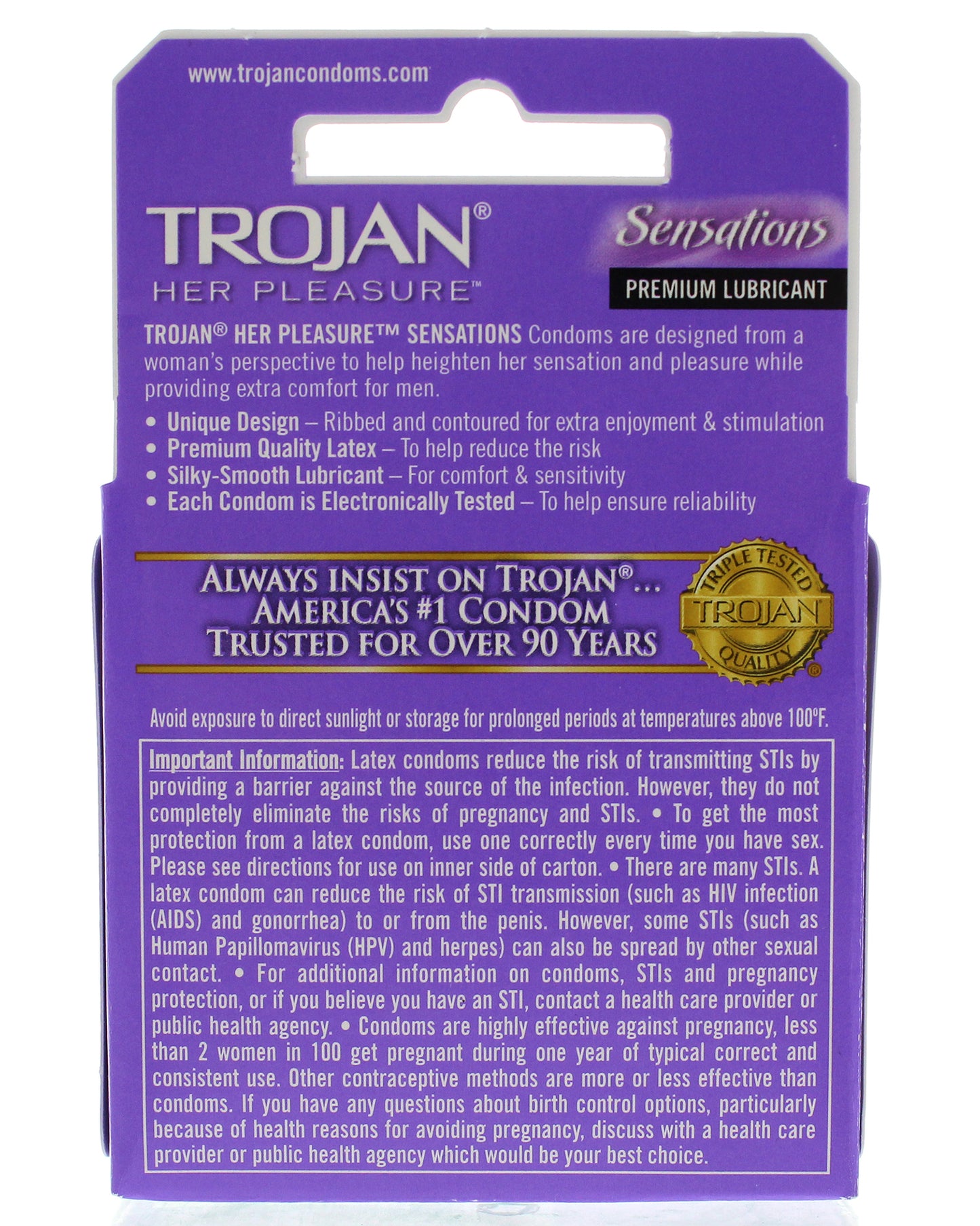 Trojan Her Pleasure Sensations Lubricated Condoms - 3 Pack