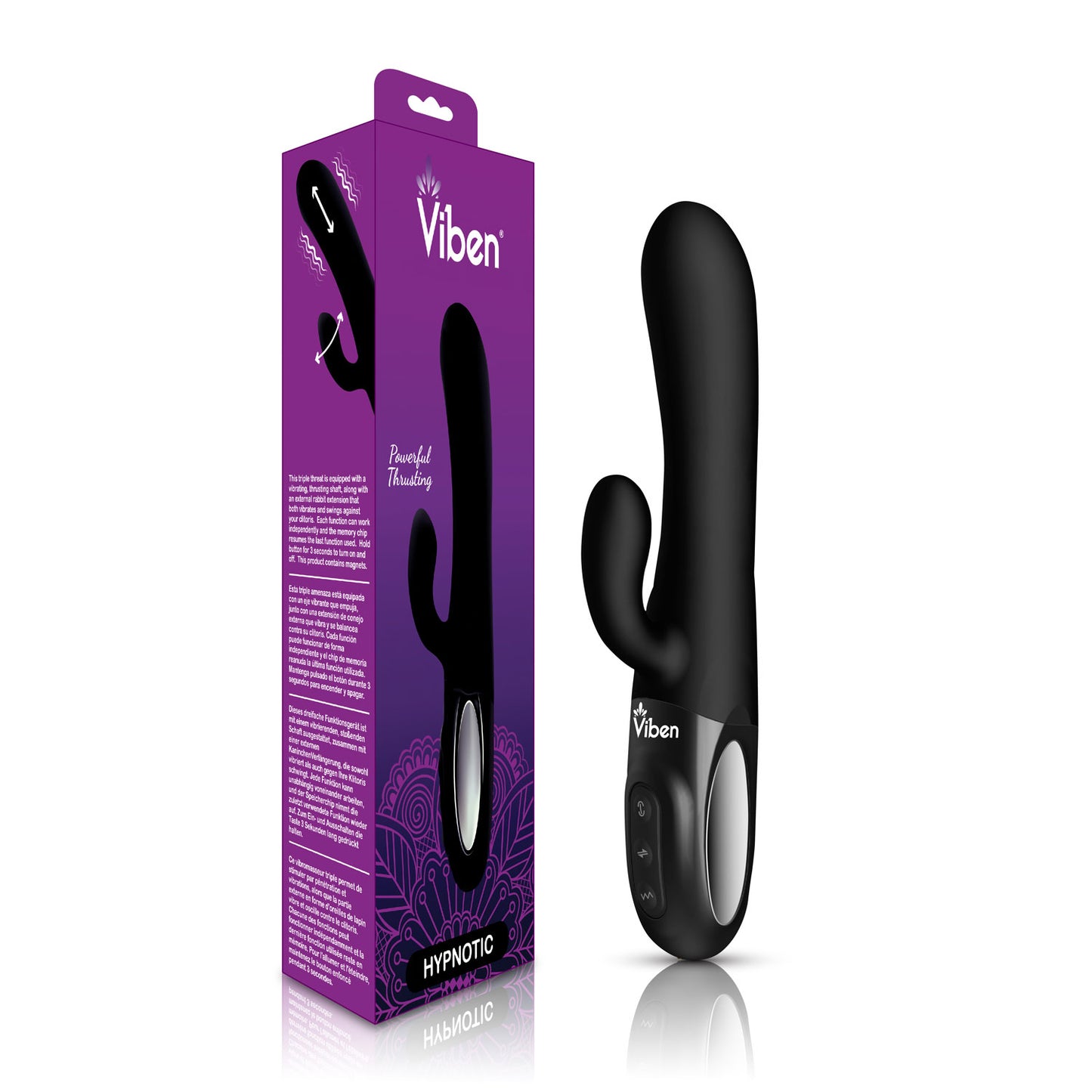 Hypnotic - Black - Thrusting Rabbit with Swinging Clitoral Stimulator