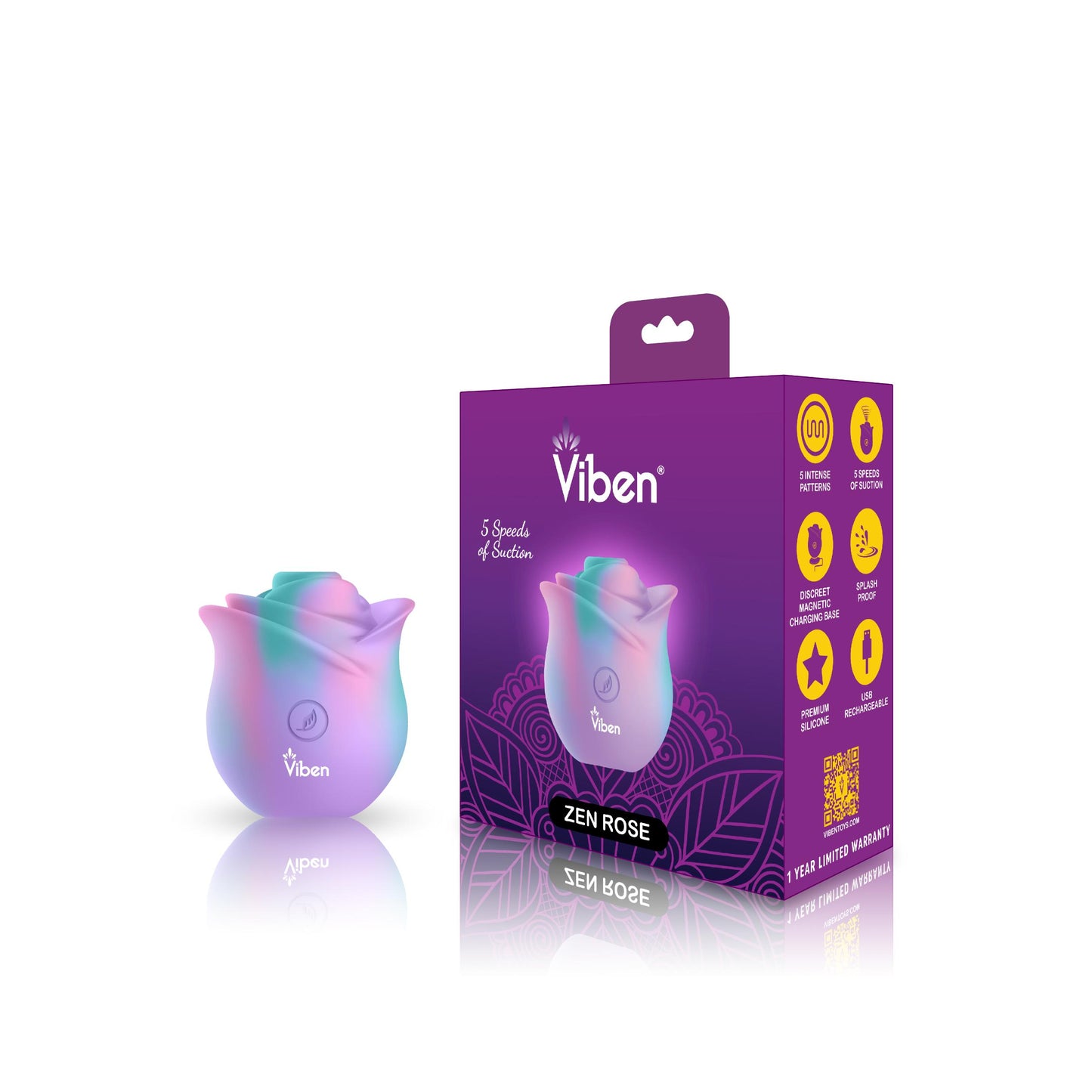 Zen Rose - Unicorn - Handheld Rose Clitoral and Nipple Stimulator