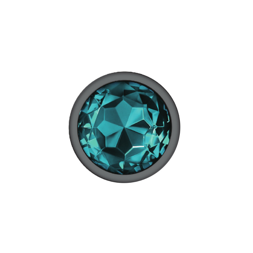 Cheeky Charms-Gunmetal Metal Butt Plug- Round-Teal-Large