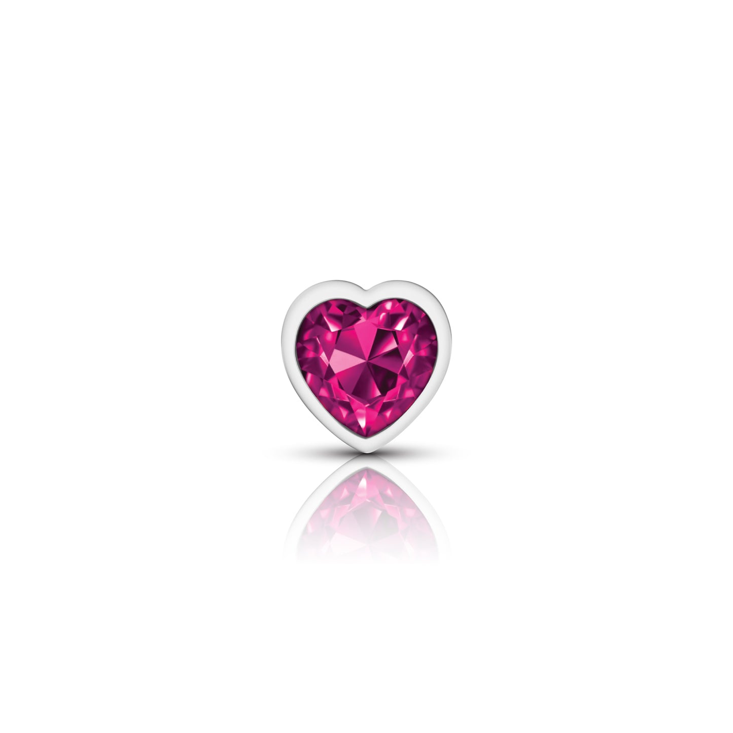 Cheeky Charms-Silver Metal Butt Plug- Heart-Bright Pink-Small