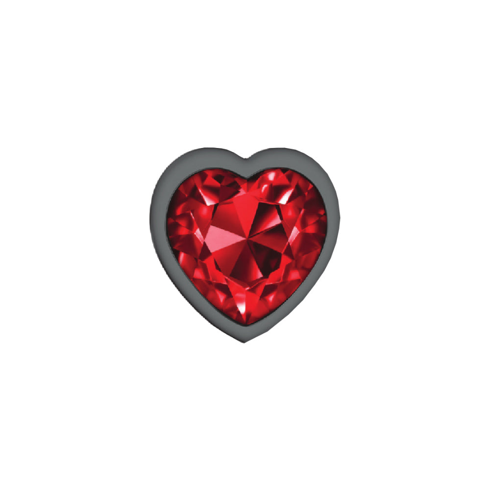 Cheeky Charms-Gunmetal Metal Butt Plug- Heart-Dark Red-Small