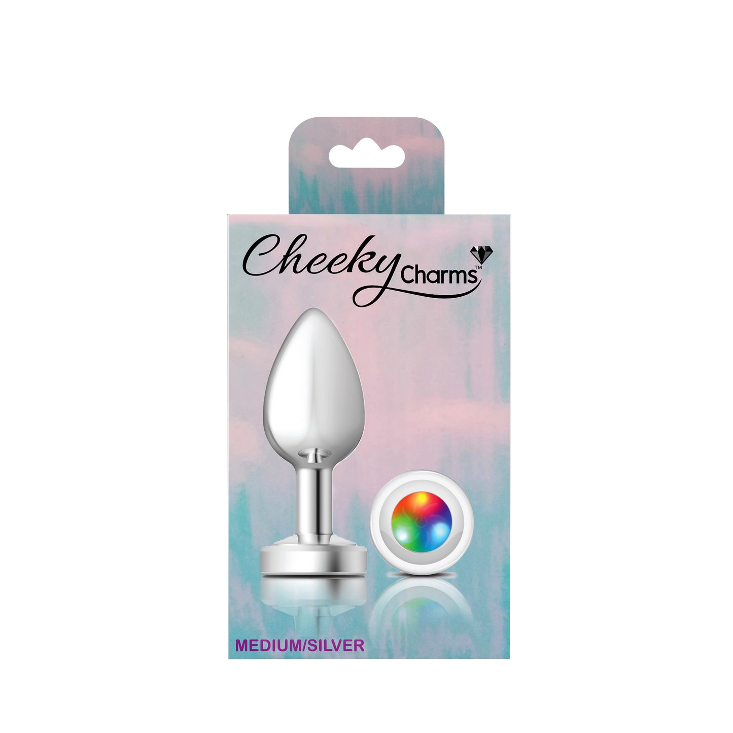 Cheeky Charms-Silver Metal Butt Plug- Light Up-Medium