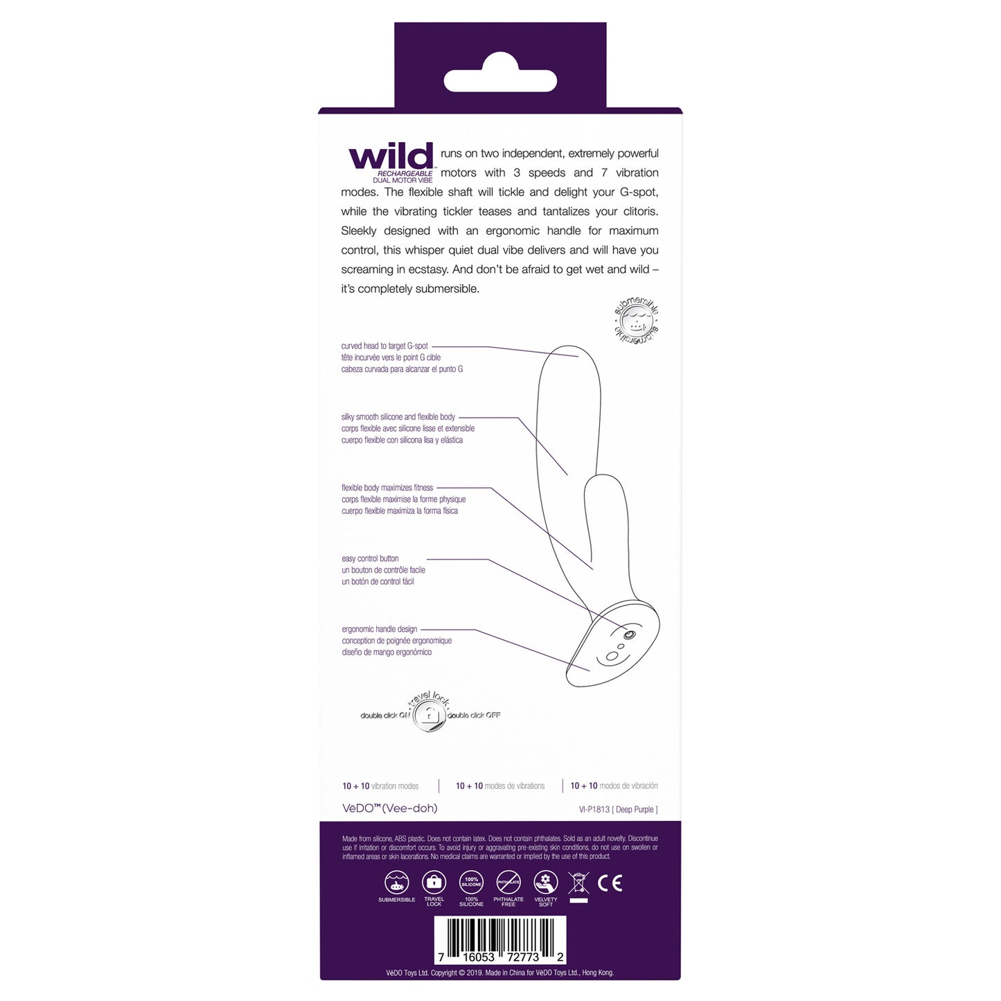 Wild Rechargeable Dual Motor Vibe - Purple