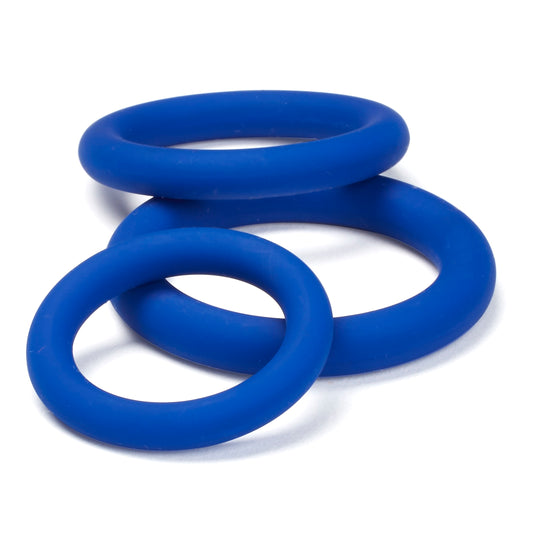 Pro Sensual Silicone Cock Ring 3 Pack - Blue