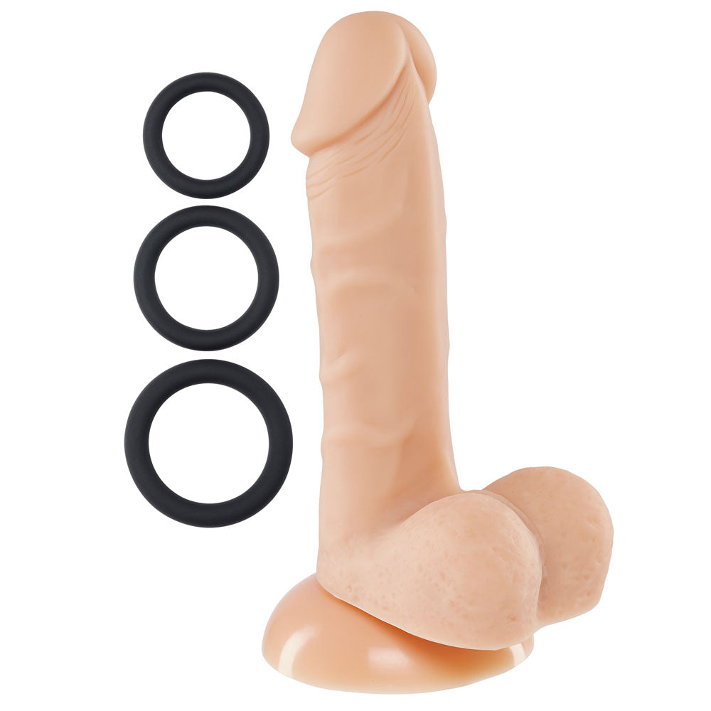 Pro Sensual Premium Silicone 6 Inch Dong With 3 Cockrings - Flesh