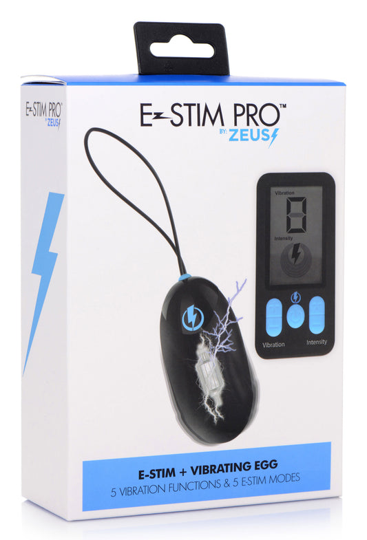 E-Stim Pro Silicone Vibrating Egg With Remote Control - Black