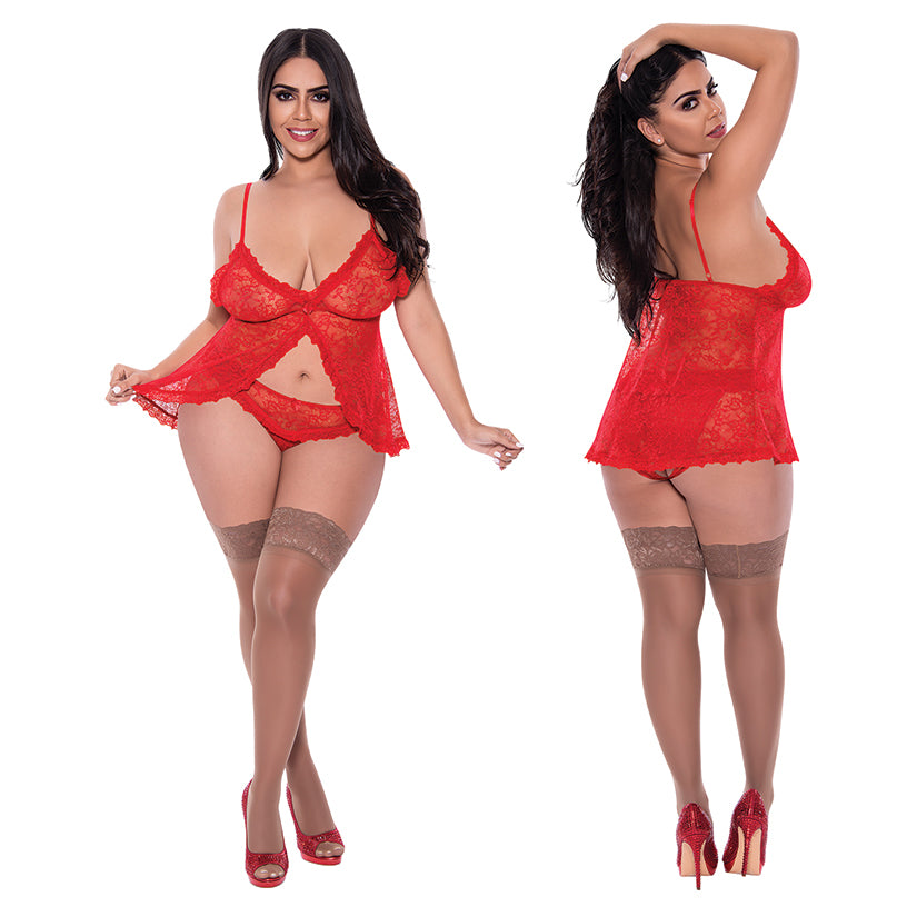 Magic Silk Babydoll & Panty Set-(Red or Black)