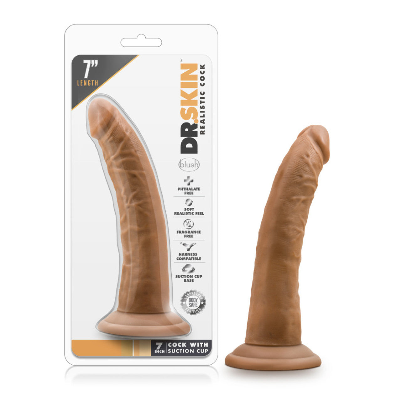 Dr Skin 7 Cock W Suction Cup Mocha "