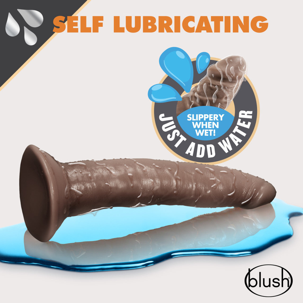 Dr Skin Glide 7.5in Self Lubricating Dildo Chocolate