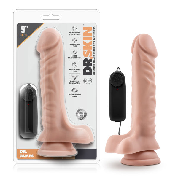 Dr Skin Dr. James 9in Vibrating Cock W/ Suction Cup Vanilla