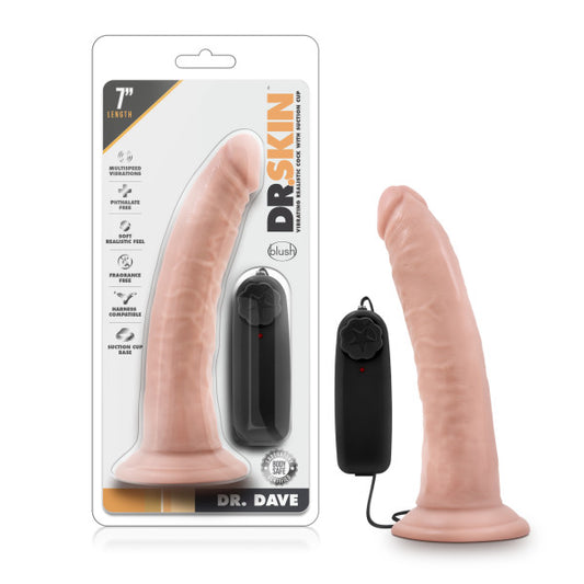 Dr Skin Dr Dave 7in Vibrating Cock W/ Suction Cup Vanilla