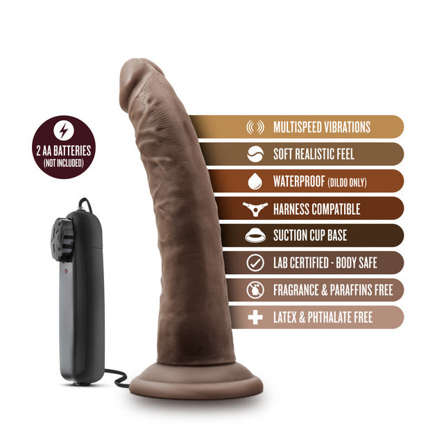 Dr Skin Dr Dave 7in Vibrating Cock W/ Suction Cup Chocolate