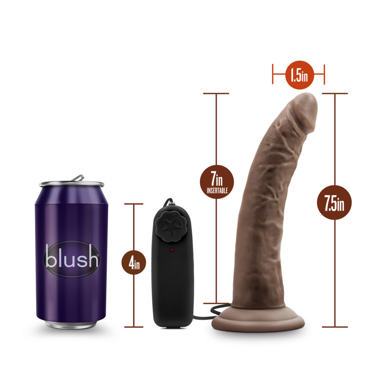 Dr Skin Dr Dave 7in Vibrating Cock W/ Suction Cup Chocolate