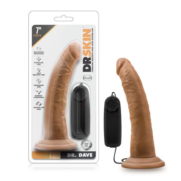 Dr Skin Dr Dave 7in Mocha Vibrating Cock W/ Suction Cup