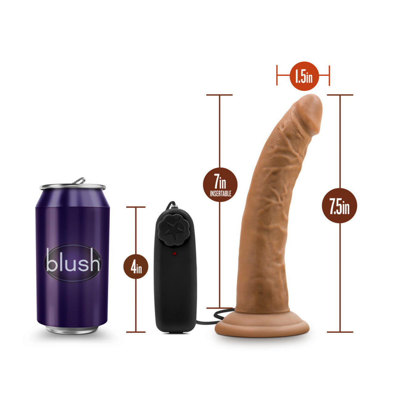 Dr Skin Dr Dave 7in Mocha Vibrating Cock W/ Suction Cup