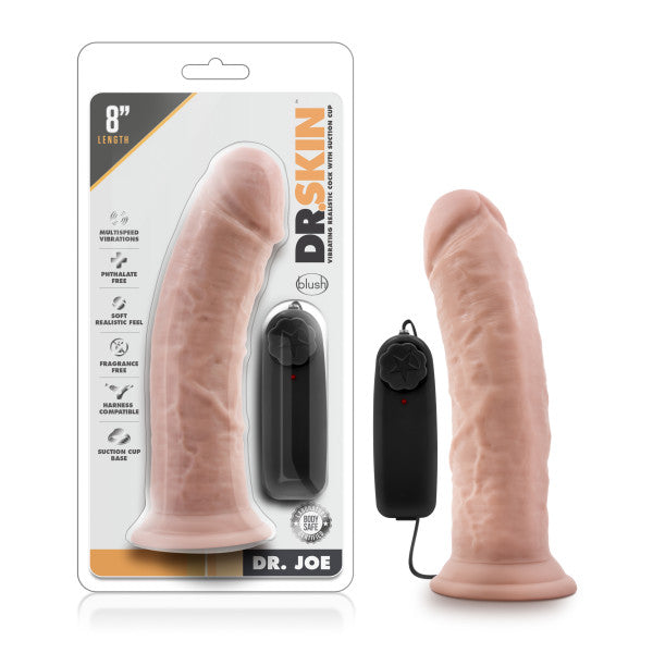 Dr Skin Dr Joe 8in Vibrating Cock W/ Suction Cup Vanilla