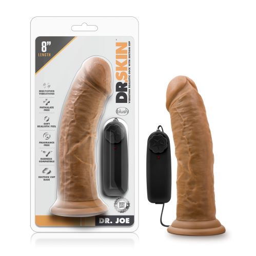 Dr Skin Dr Joe 8in Vibrating Cock W/ Suction Cup Mocha