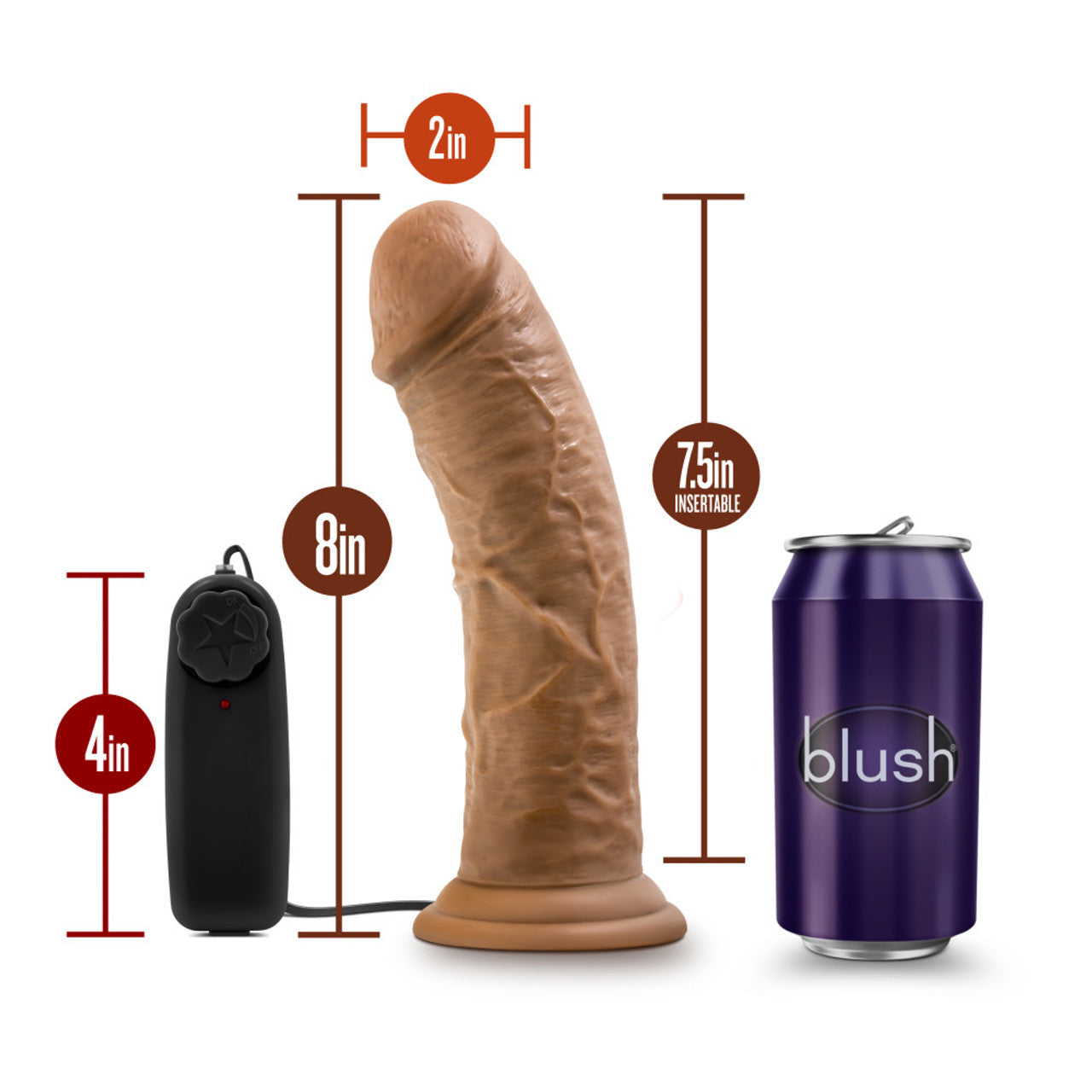 Dr Skin Dr Joe 8in Vibrating Cock W/ Suction Cup Mocha