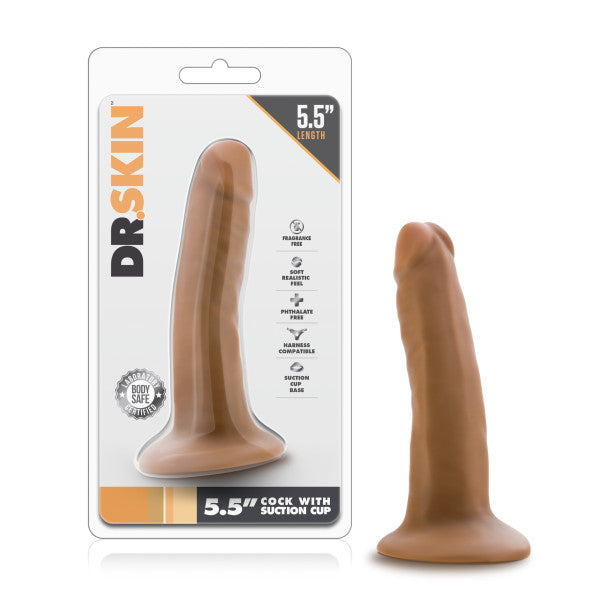 Dr Skin 5.5 Cock W/ Suction Cup Mocha "