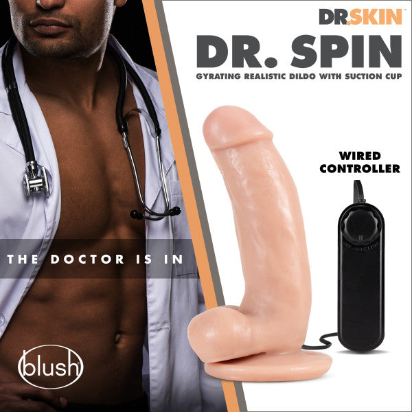 Dr Skin Dr Spin 7in Gyrating Realistic Dildo Vanilla