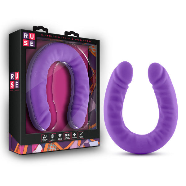 Ruse 18 Silicone Slim Double Dong Purple "