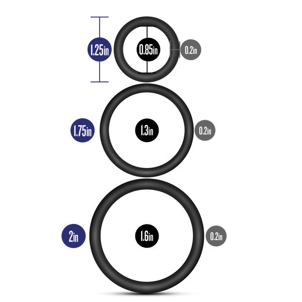 Performance Vs4 Pure Premium Silicone Cockring Set Black