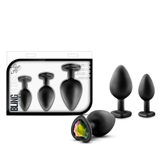 Luxe Bling Plugs Training Kit Black W/ Rainbow Gems