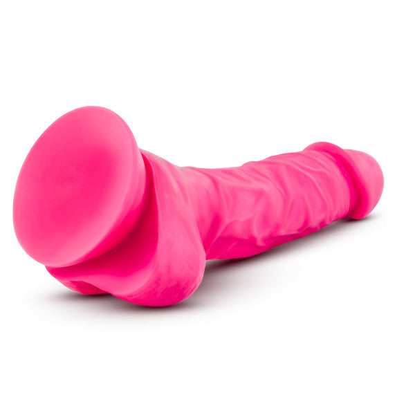 Neo Elite 7.5in Silicone Dual Density Cock W/ Balls Neon Pink