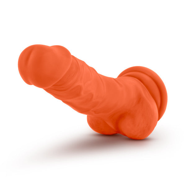 Neo Elite 7.5in Silicone Dual Density Cock W/ Balls Neon Orange