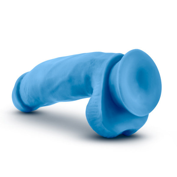 Neo Elite 7in Silicone Dual Density Cock W/ Balls Neon Blue