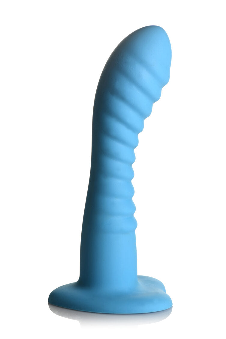 Simply Sweet Ribbed Silicone Dildo Blue