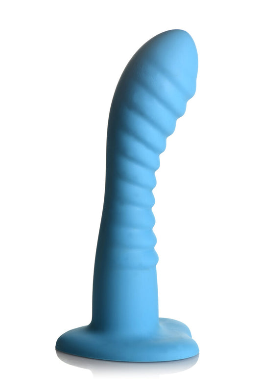 Simply Sweet Ribbed Silicone Dildo Blue