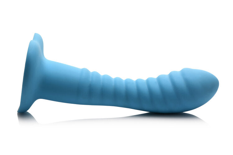 Simply Sweet Ribbed Silicone Dildo Blue