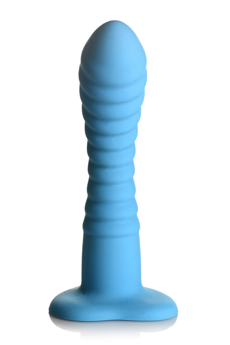 Simply Sweet Ribbed Silicone Dildo Blue