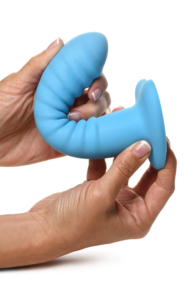 Simply Sweet Ribbed Silicone Dildo Blue