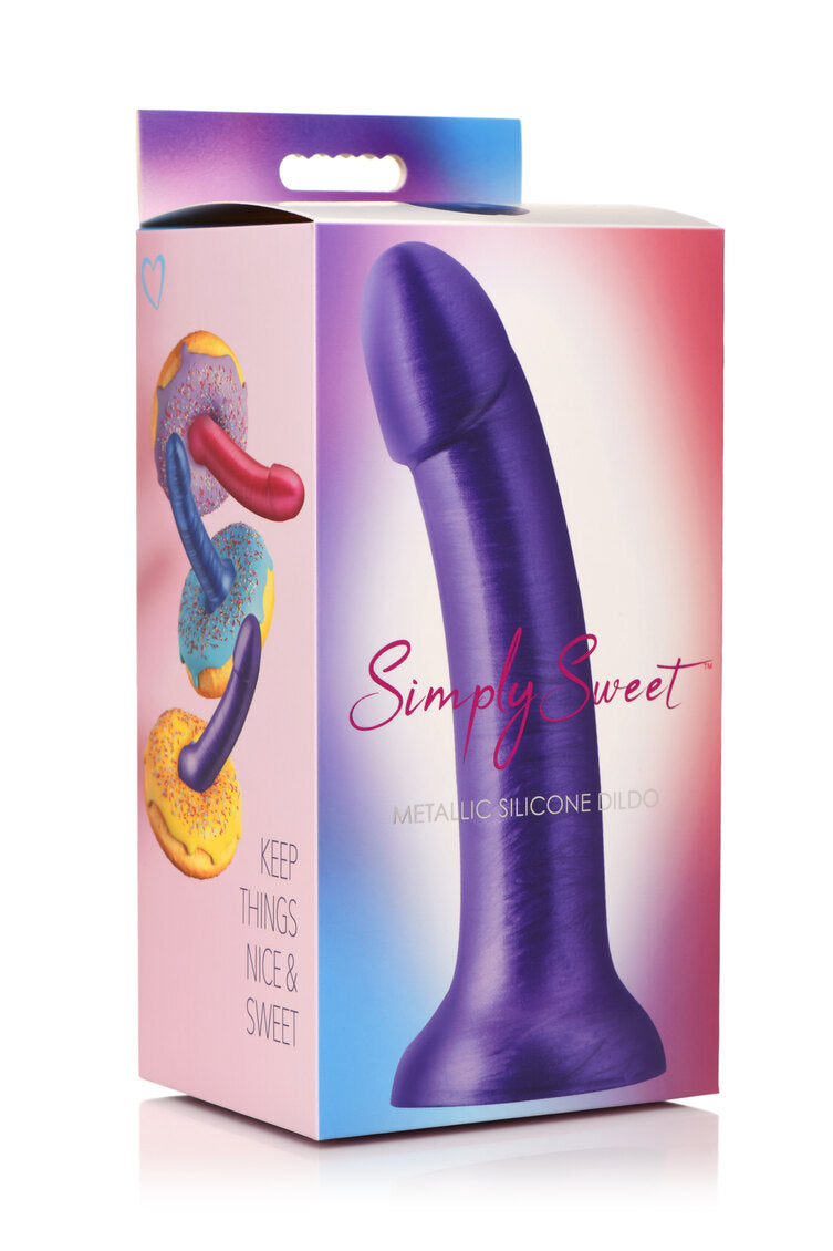 Simply Sweet 7 In Metallic Silicone Dildo Purple